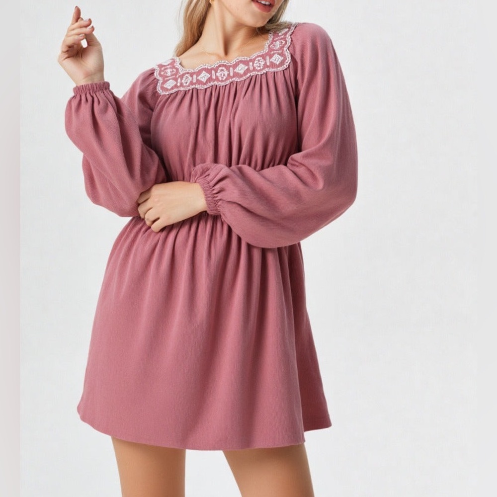 ✨BOUTIQUE BNWT Drew Embroidered Corduroy Mini Dress✨